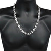 Silver Tone Mariner Links Iced Chain Flooded Out Necklace 12MM 24"