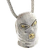 Silver Tone Masked Goon Man 36" Franco Chain Necklace