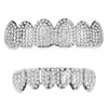 Silver Tone Micro Pave Iced Teeth Grillz Set