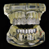 Silver Tone Micro Pave Iced Teeth Grillz Set