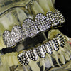 Silver Tone Micro Pave Iced Teeth Grillz Set