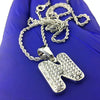 Silver Tone N Letter Micro Chain Rope Necklace