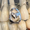 Silver Tone Open Heart Top Tooth Single Cap