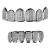 Silver Tone Premium CZ Iced Flooded Out Micro Pave Teeth Grillz Set