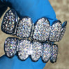 Silver Tone Premium CZ Iced Flooded Out Micro Pave Teeth Grillz Set