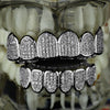 Silver Tone Premium CZ Iced Flooded Out Micro Pave Teeth Grillz Set