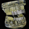 Silver Tone Premium CZ Iced Vampire Fangs Grillz Set