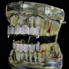 Silver Tone Premium CZ Iced Vampire Fangs Grillz Set