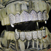 Silver Tone Premium CZ Iced Vampire Fangs Grillz Set