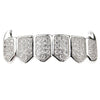 Silver Tone Premium Iced CZ Bottom Teeth Vampire Fangs Grillz