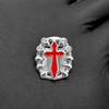 Silver Tone Red Cross CZ Single Iced Teeth Bling Out Open Face Grill