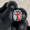 Silver Tone Red Cross CZ Single Iced Teeth Bling Out Open Face Grill