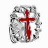 Silver Tone Red Cross CZ Single Iced Teeth Bling Out Open Face Grill