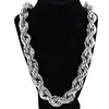 Silver Tone Rope Chain Dookie Necklace 20mm Thick x 36" Inch