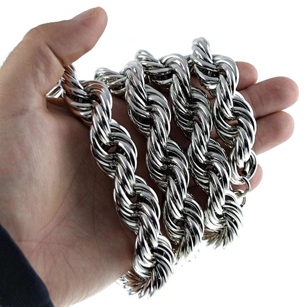 Dookie Ropes Silver Tone Rope Chain Dookie Necklace 20mm Thick x 36