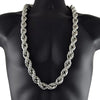 Silver Tone Rope Chain Dookie Necklace 20mm Thick x 36" Inch