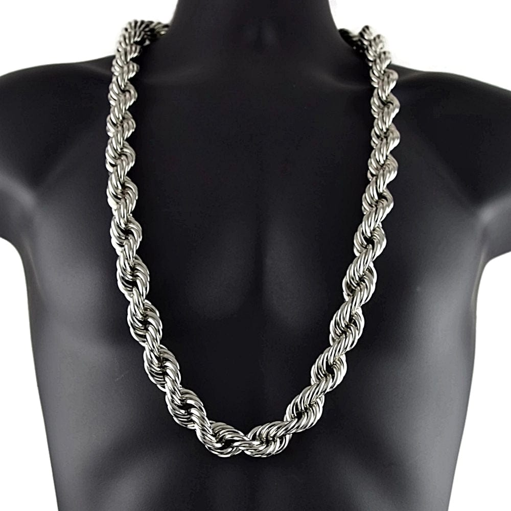 Dookie Ropes Silver Tone Rope Chain Dookie Necklace 20mm Thick x 36