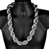 Silver Tone Rope Chain Dookie Necklace 30mm Thick x 30" Inch