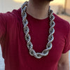 Silver Tone Rope Chain Dookie Necklace 30mm Thick x 30" Inch