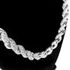 Silver Tone Rope Chain Iced Flooded Out Necklace 10mm x 18"