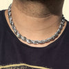 Silver Tone Rope Chain Iced Flooded Out Necklace 10mm x 18"