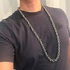 Silver Tone Rope Chain Necklace 10MM Thick x 36" Inch