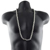 Silver Tone Rope Chain Necklace 10MM Thick x 36" Inch