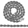 Silver Tone Rope Chain Necklace 10MM Thick x 36" Inch