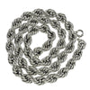 Silver Tone Rope Chain Necklace 16mm Thick x 36" Inch