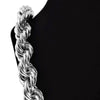 Silver Tone Rope Chain Necklace 20mm Thick x 30" Inch