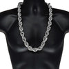 Silver Tone Rope Chain Necklace 20mm Thick x 30" Inch