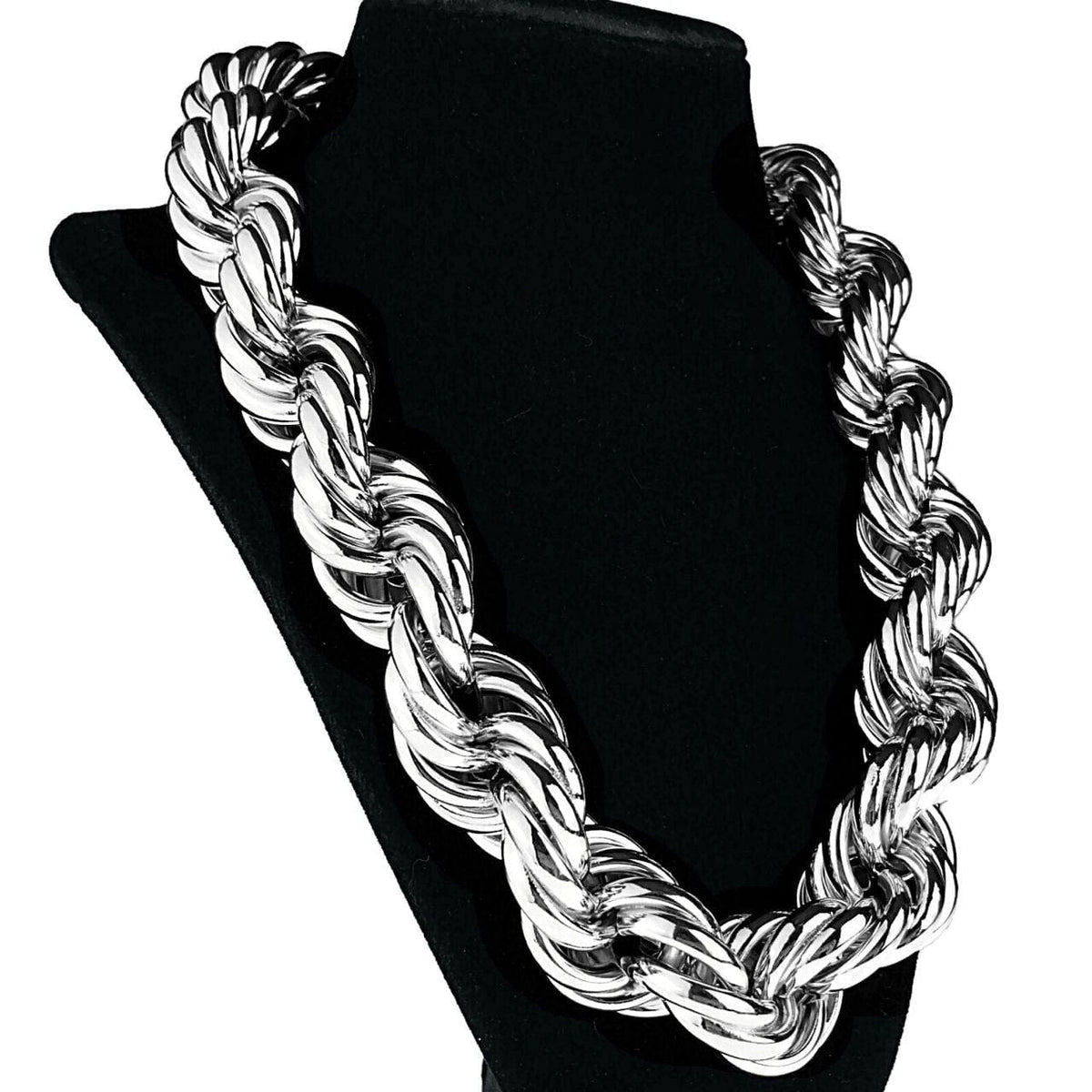 Silver Tone Rope Chain Necklace 25mm Thick x 20