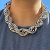 Silver Tone Rope Chain Necklace 25mm Thick x 20" Inch