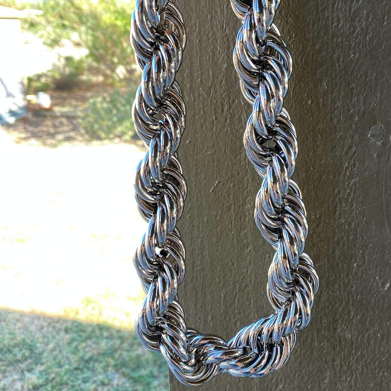 Silver Tone Rope Chain Necklace 25mm Thick x 20
