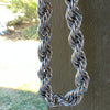 Silver Tone Rope Chain Necklace 25mm Thick x 20" Inch