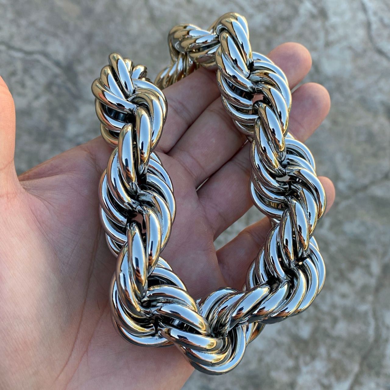Silver Tone Rope Chain Necklace 25mm Thick x 20