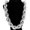 Silver Tone Rope Chain Necklace 25mm Thick x 30" Inch