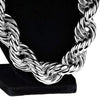 Silver Tone Rope Chain Necklace 25mm Thick x 30" Inch