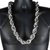 Silver Tone Rope Chain Necklace 25mm Thick x 30" Inch