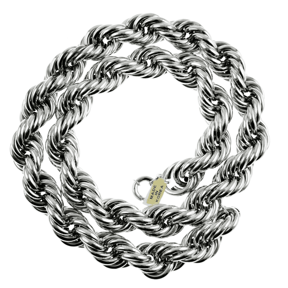 Silver Tone Rope Chain Necklace 25mm Thick x 36
