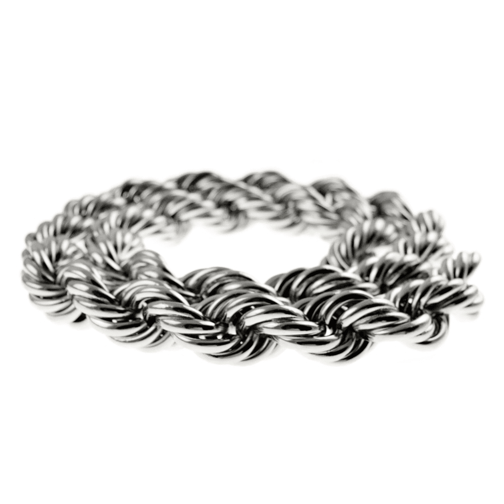 Silver Tone Rope Chain Necklace 25mm Thick x 36