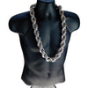 Silver Tone Rope Chain Necklace 30mm Thick x 36" Inch