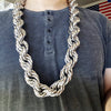 Silver Tone Rope Chain Necklace 30mm Thick x 36" Inch