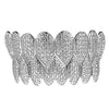 Silver Tone Shark Teeth Iced CZ Flooded Out Grillz Set