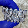Silver Tone Shark Teeth Iced CZ Flooded Out Grillz Set