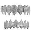Silver Tone Shark Teeth Iced CZ Flooded Out Grillz Set