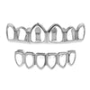 Silver Tone Six Open Face Hollow Teeth Grillz Set