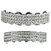 Silver Tone Three-Row Iced Grillz Set