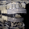 Silver Tone Three-Row Iced Grillz Set