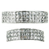 Silver Tone Three-Row VIP Princess-Cut Iced Grillz Set